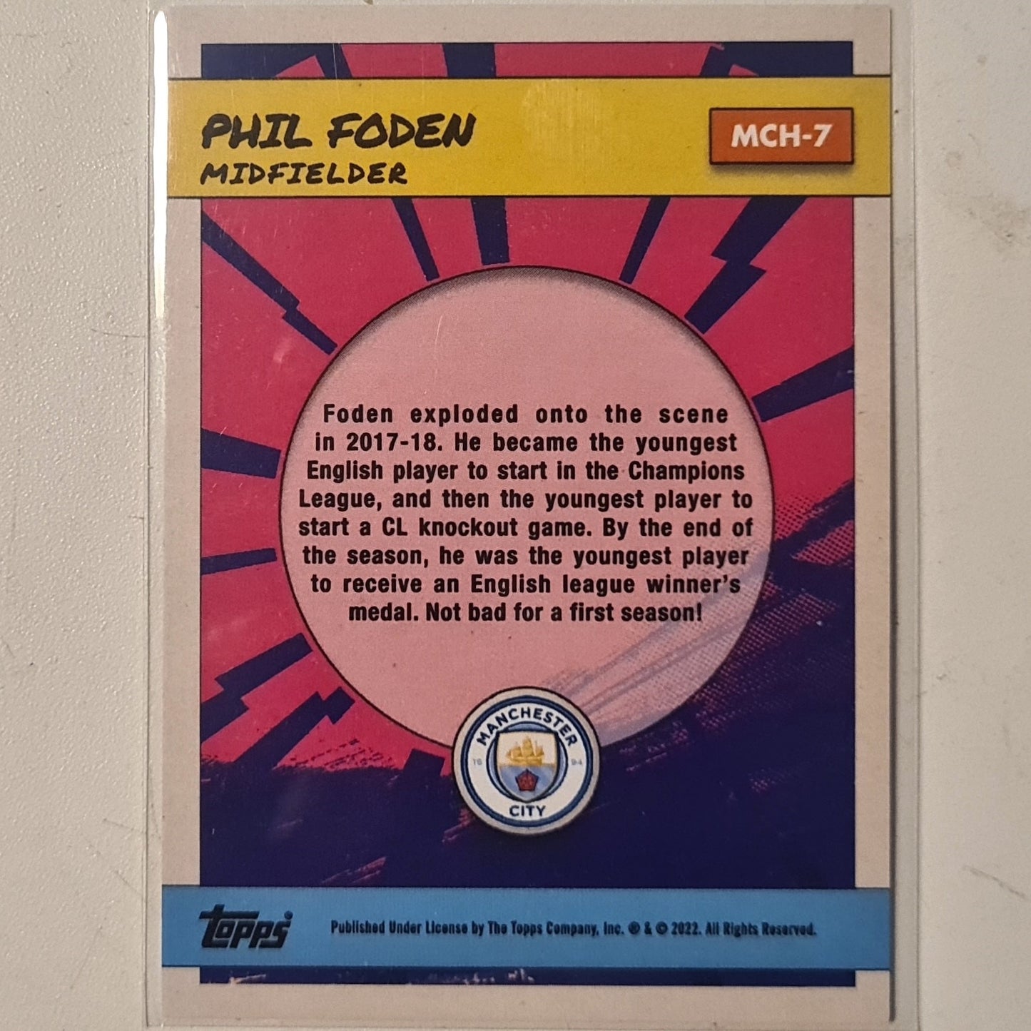 Phil Foden 2022 Topps Manchester City Fan set  MCH-7  Football Manchester City ex-mint cased