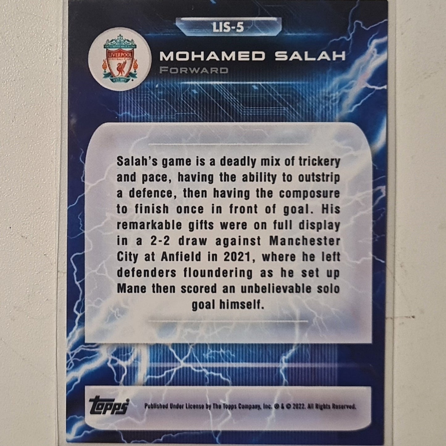 Mohamed Salah 2022 Topps Liverpool Fan set  LIS-5  Football Liverpool ex-mint cased