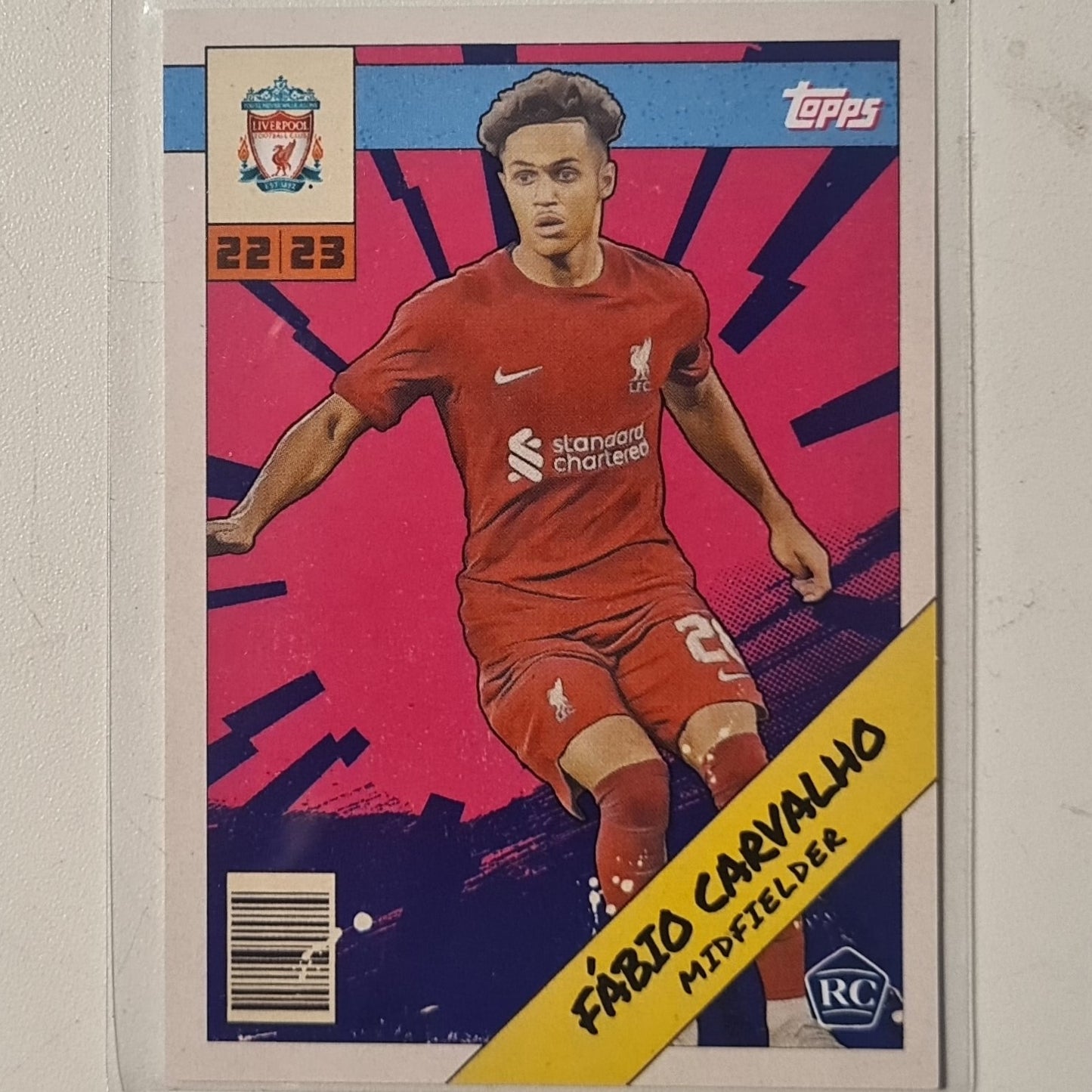 Fabio Carvalho 2022 Topps Liverpool FC Fan set  Rookie RC MIH-5  Football Liverpool ex-mint cased