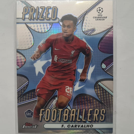 Fabio Carvalho 2023 Topps Champions League prized footballers refractor Rookie RC PF-14 Football Liverpool ex-mint