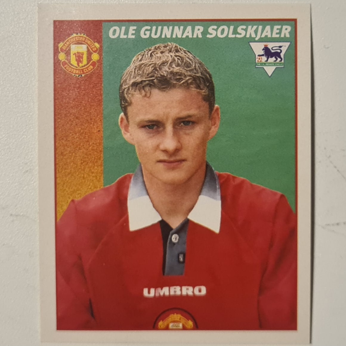 Ole Gunnar Solskjaer 1997 Merlin 97 sticker Rookie RC #294 Football Manchester United very good sleeved