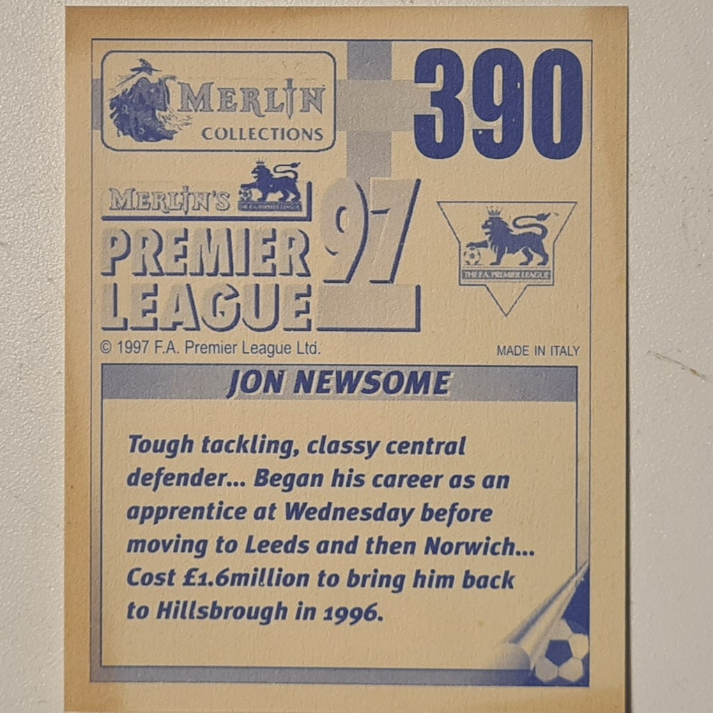 Jon Newsome 1997 Merlin 97 sticker #390 Football Sheffield Wednesday very good sleeved