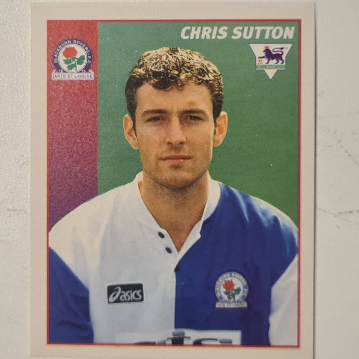 Chris Sutton 1997 Merlin 97 sticker #74 Football Blackburn Rovers very good sleeved
