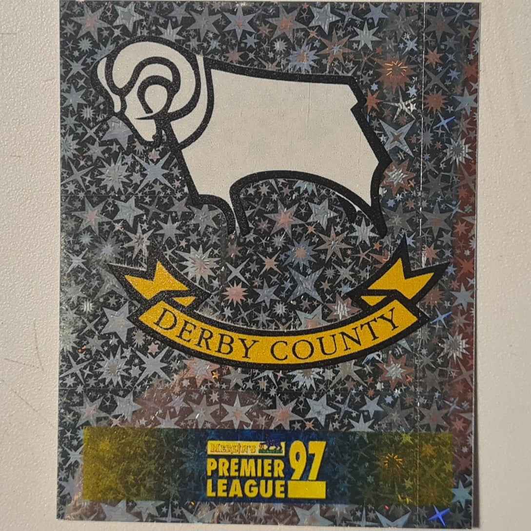 Rams Logo crest 1997 Merlin 97 sticker foil #132 Football Derby County very good sleeved