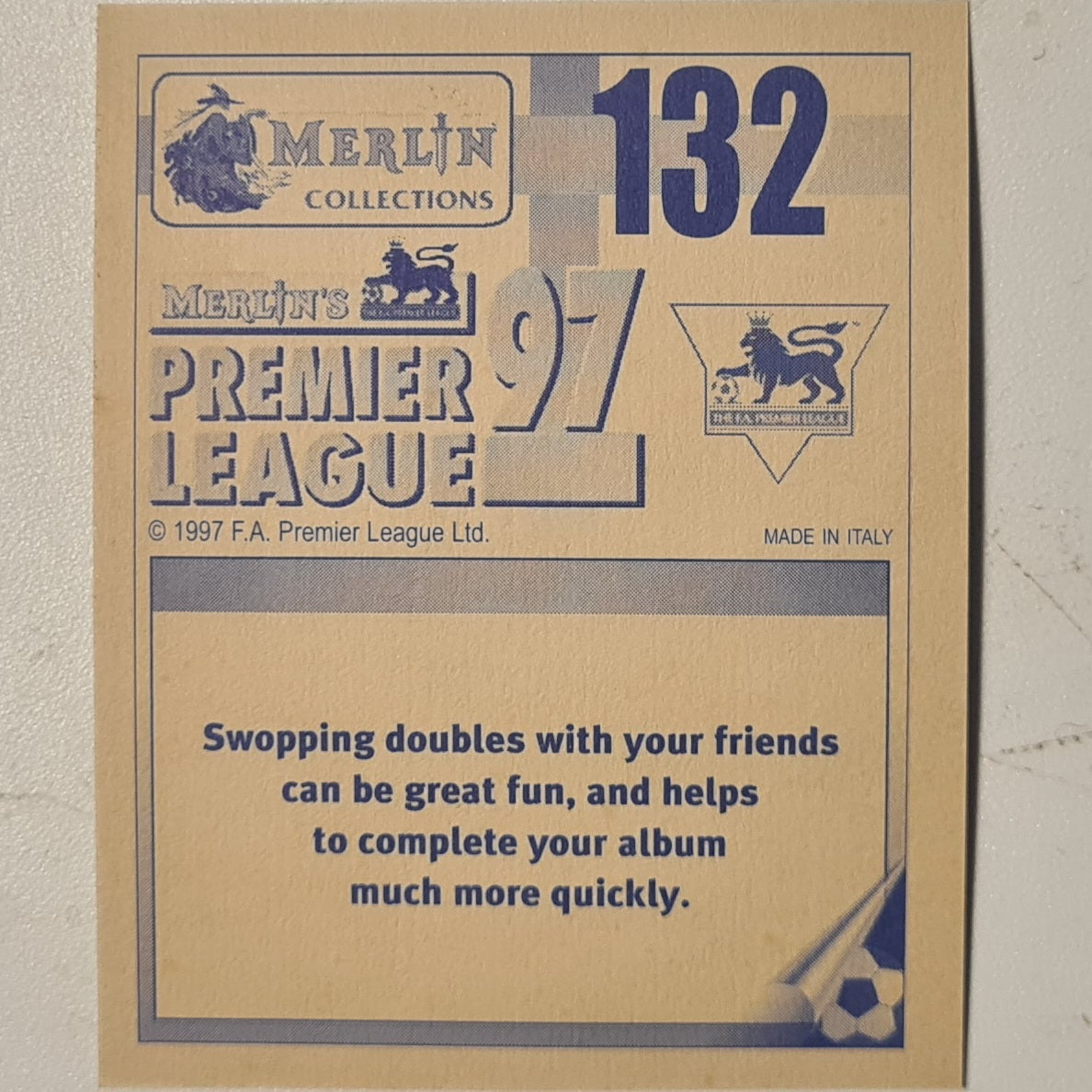 Rams Logo crest 1997 Merlin 97 sticker foil #132 Football Derby County very good sleeved