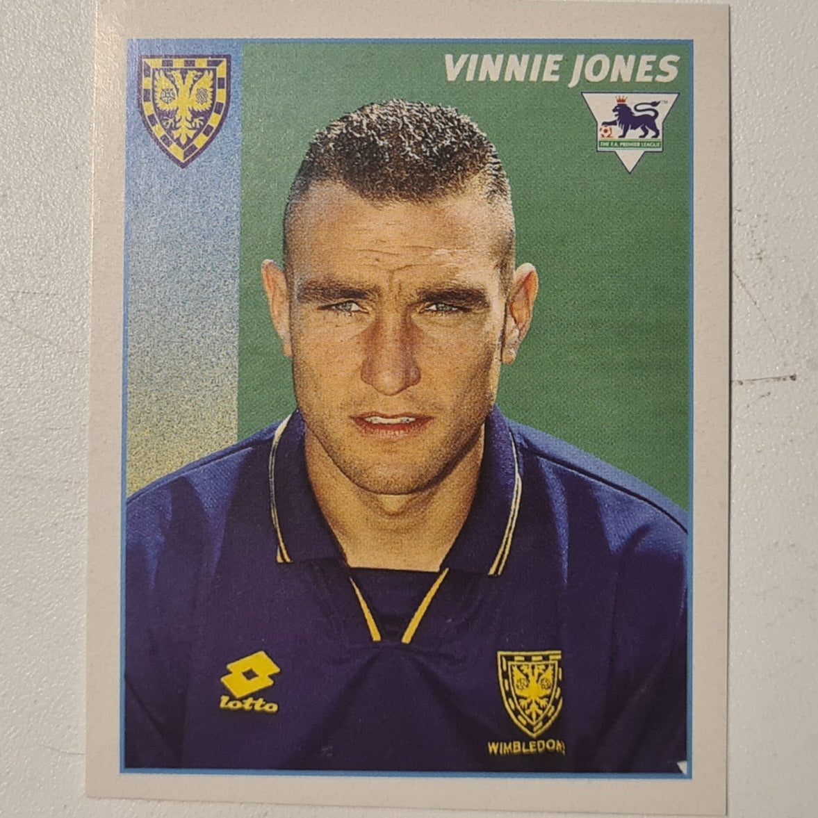 Vinnie Jones Merlin 1997 Premier League 97 football sticker #524 Soccer Wimbledon very good sleeved