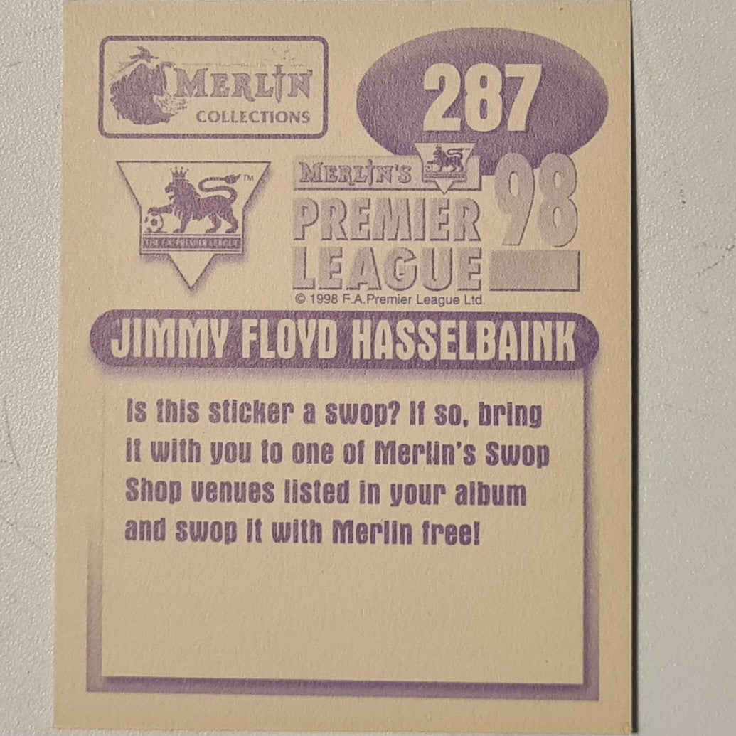 Jimmy Floys Hasselbank 1998 Merlin FA Premier League 98 Sticker foil refractor #287 Football Leeds United Excellent