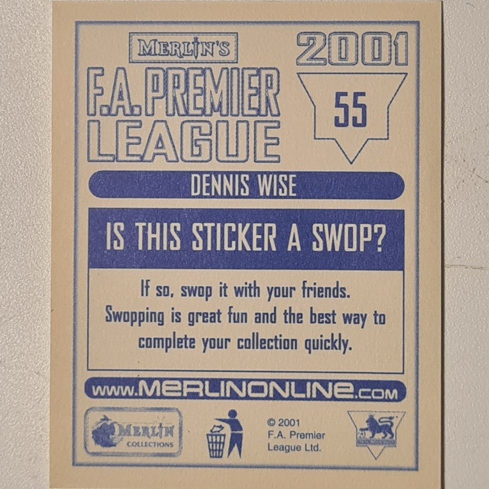 Dennis Wise 2001 Merlin FA Premier League sticker #55 Football Chelsea very good