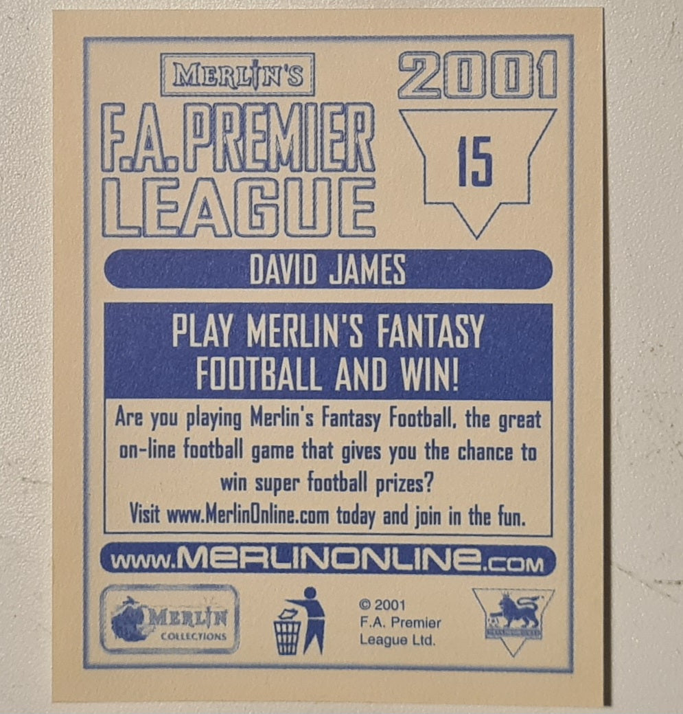 David James 20001 Merlin FA Premier League sticker #15 Football Aston Villa very good
