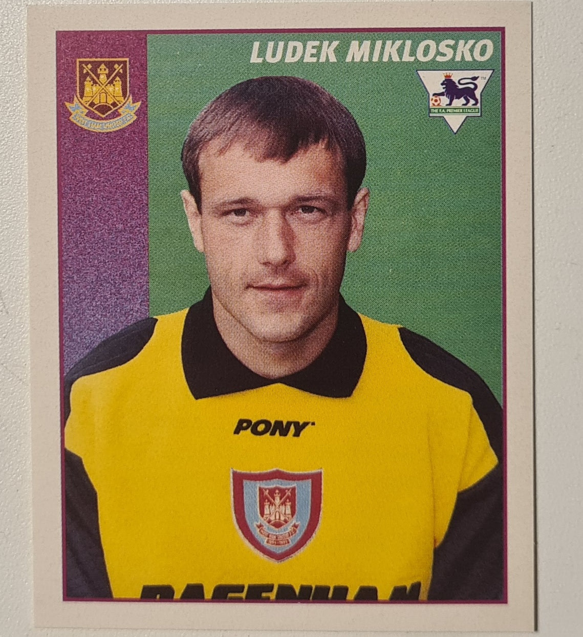 Ludek Miklosko 1997 Merlin Premier league 97 sticker #491 Football West Ham United Very good
