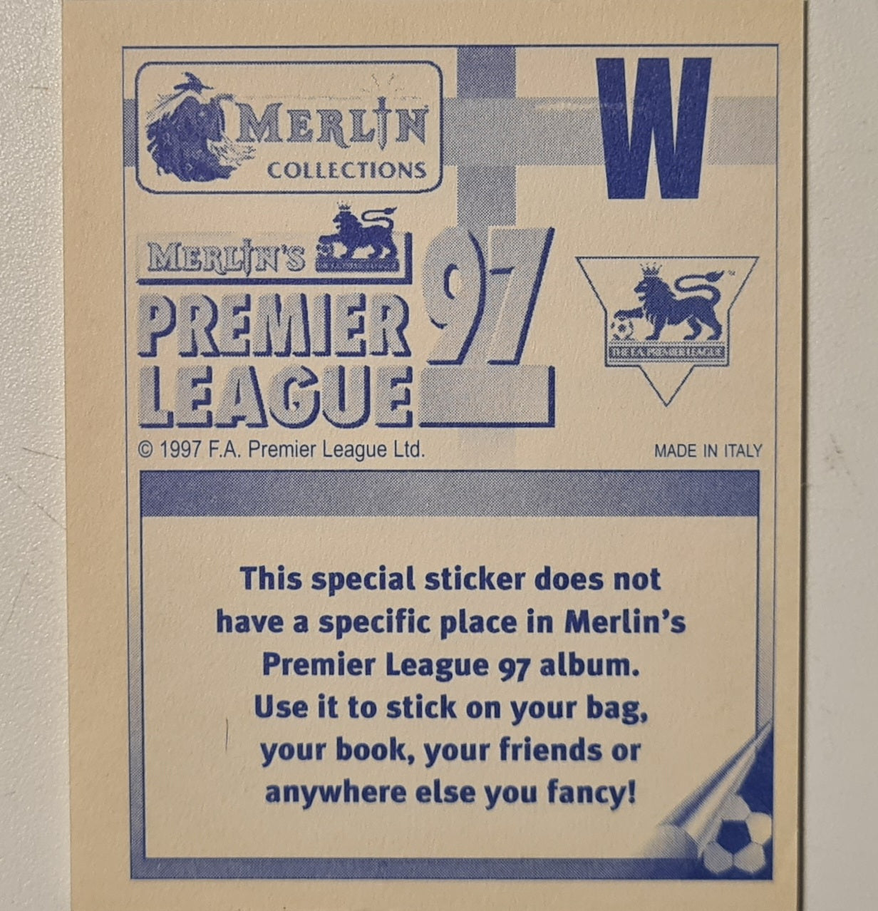 Stuart Pearce 1997 Merlin Premier league 97 psycho sticker #W Football England Very good