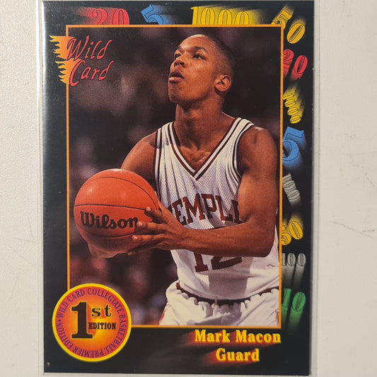 Mark Macon 1992 Wild Card 1st edition Rookie RC #23 Basketball Temple excellent-mint sleeved