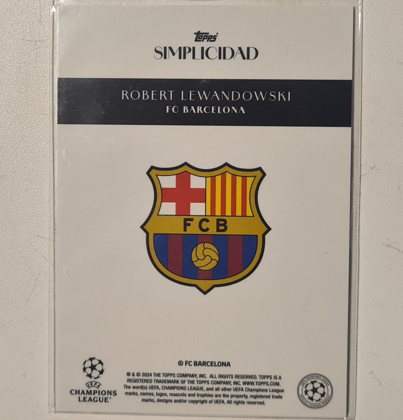 Robert Lewandowski 2024 Topps Simplicidad champions league Football Barcelona ex-mint sleeved