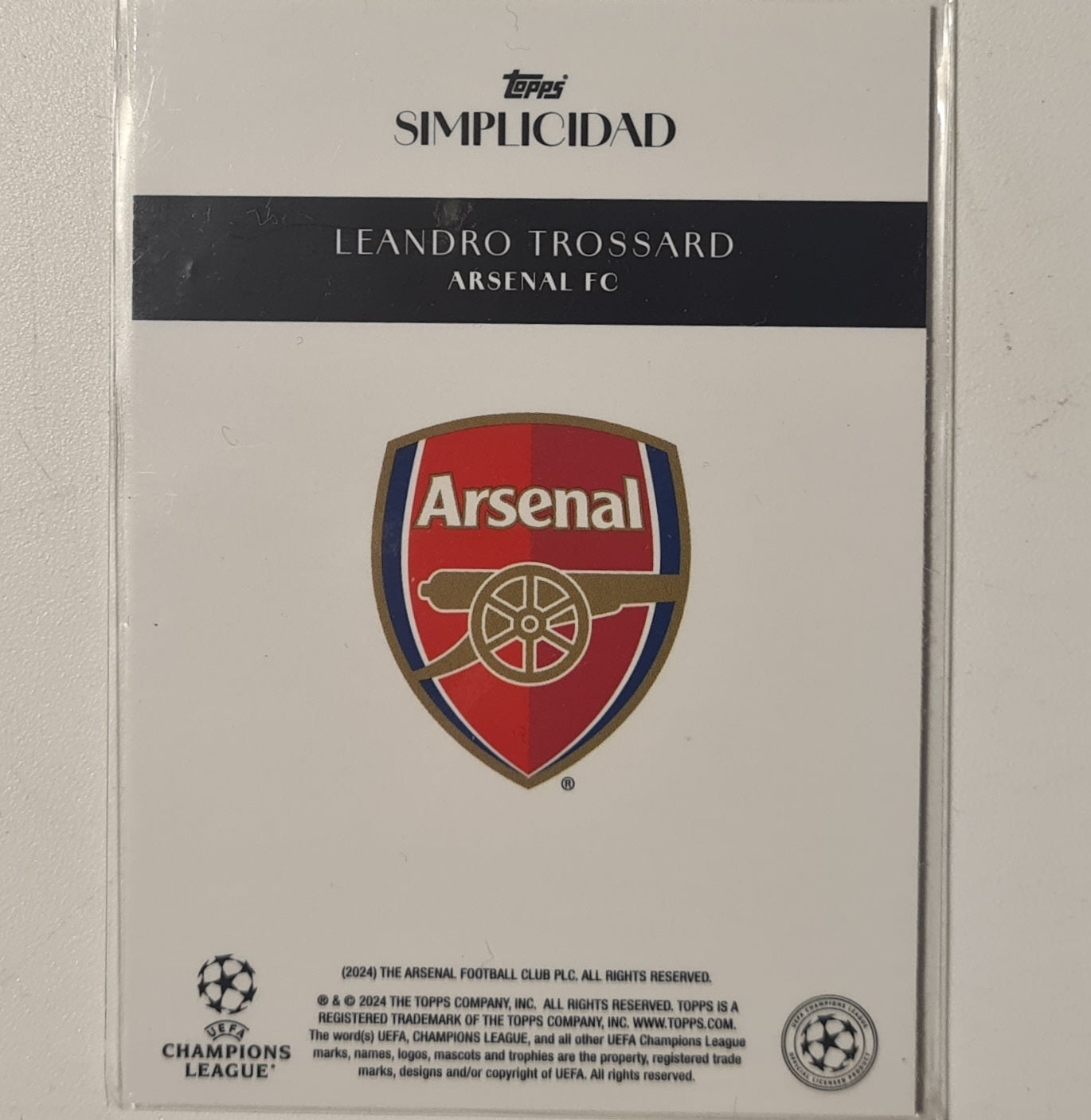 Leandro Trossard 2024 Topps Simplicidad champions league Football Arsenal ex-mint sleeved