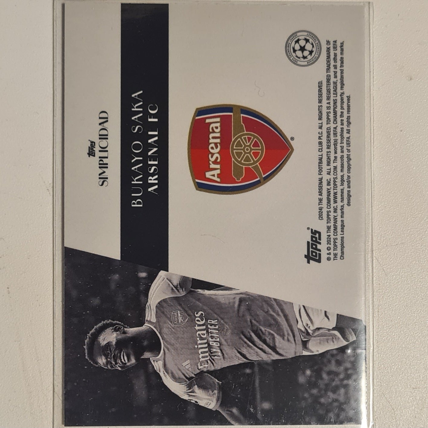 Bukayo Saka 2024 Topps Simplicidad champions league Football Arsenal ex-mint sleeved