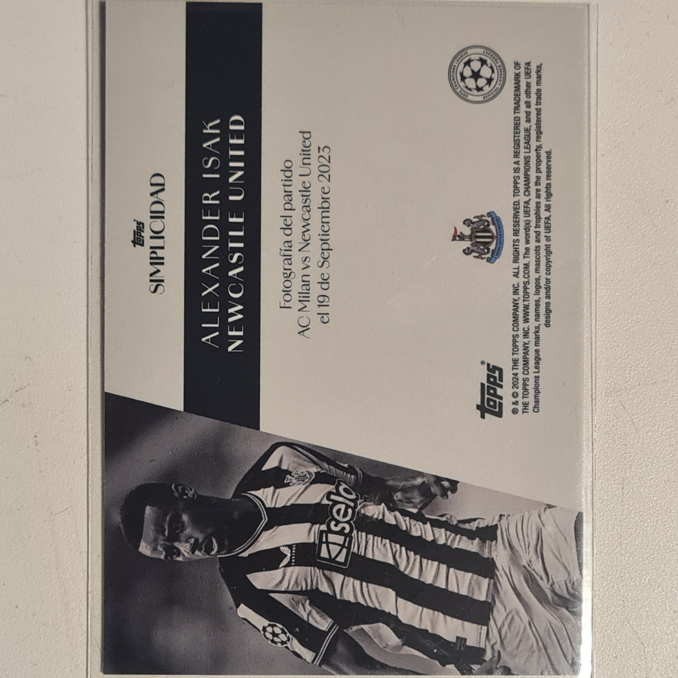 Alexander Isak 2024 Topps Simplicidad champions league Football Newcastle United ex-mint sleeved