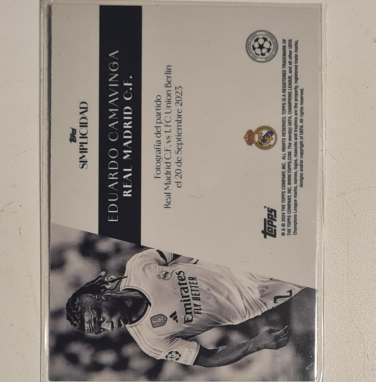 Eduardo Camavinga 2024 Topps Simplicidad champions league Football Real Madrid ex-mint sleeved