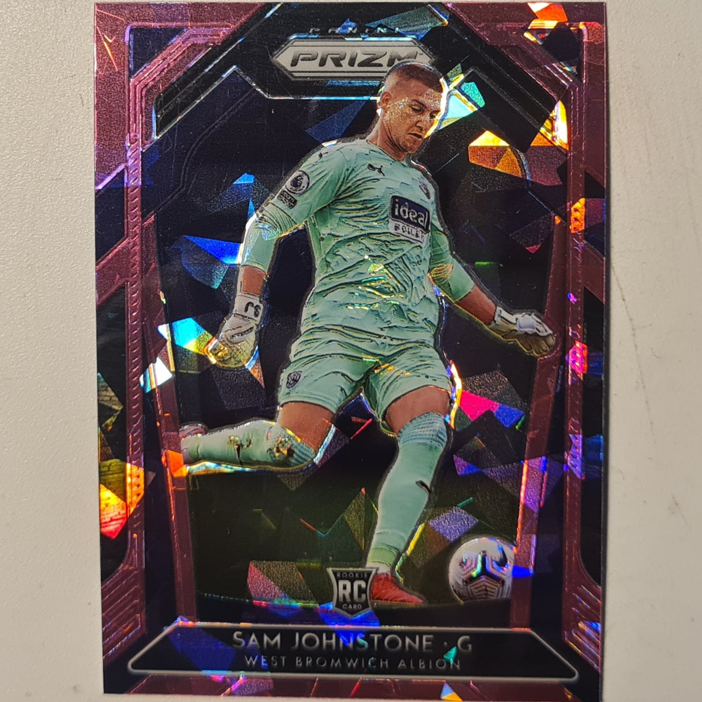 Sam Johnstone 2020-21 Panini Prizm premier league soccer pink cracked ice Rookie RC #256 Football West Bromwich Albion ex-mint sleeved