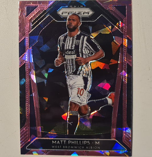 Matt Phillips 2020-21 Panini Prizm premier league soccer pink cracked ice #267 Football West Bromwich Albion ex-mint sleeved