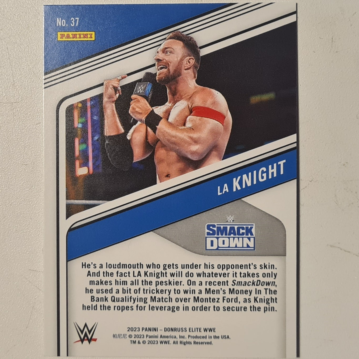 LA Knight 2023 Panini Donruss Elite #37 WWE Wrestling ex-mint sleeved