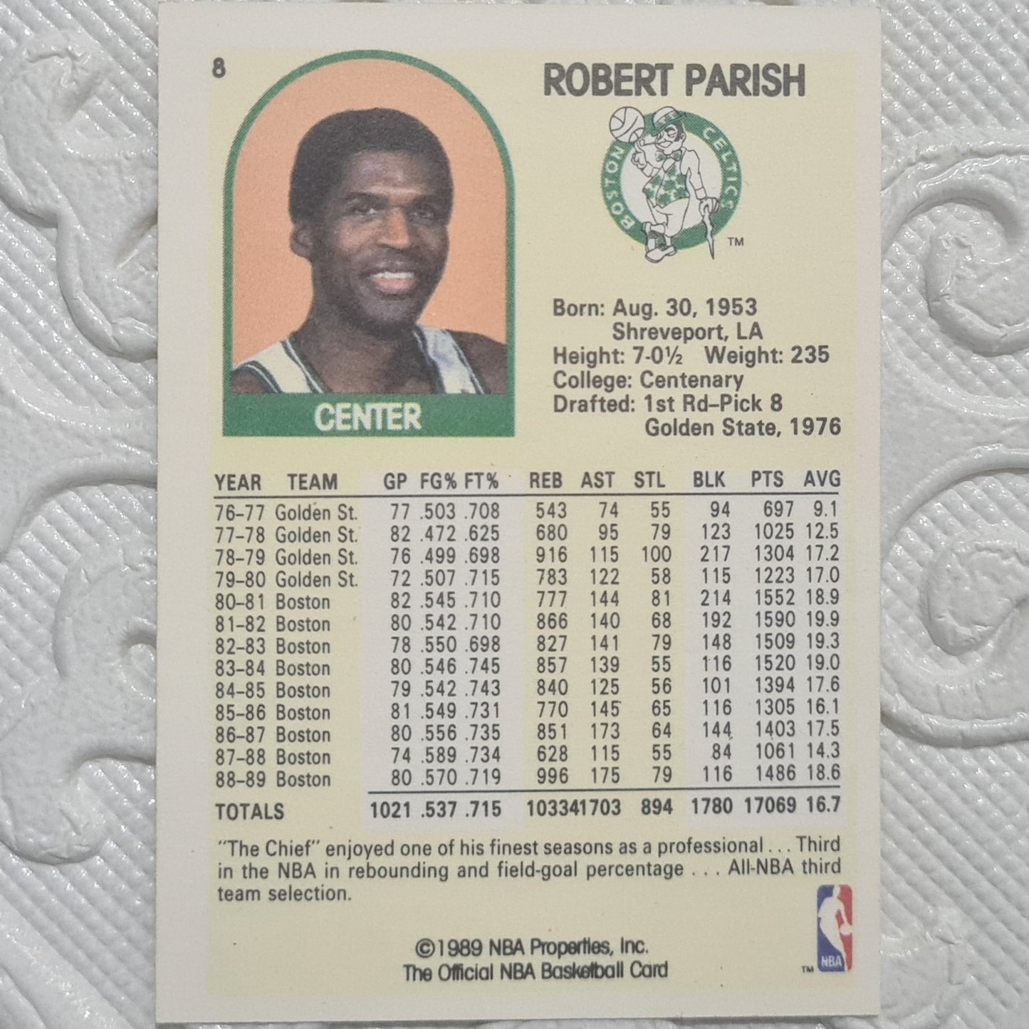 Robert Parish 1989 NBA Hoops #8 NBA Basketball Boston Celtics Excellent+ sleeved
