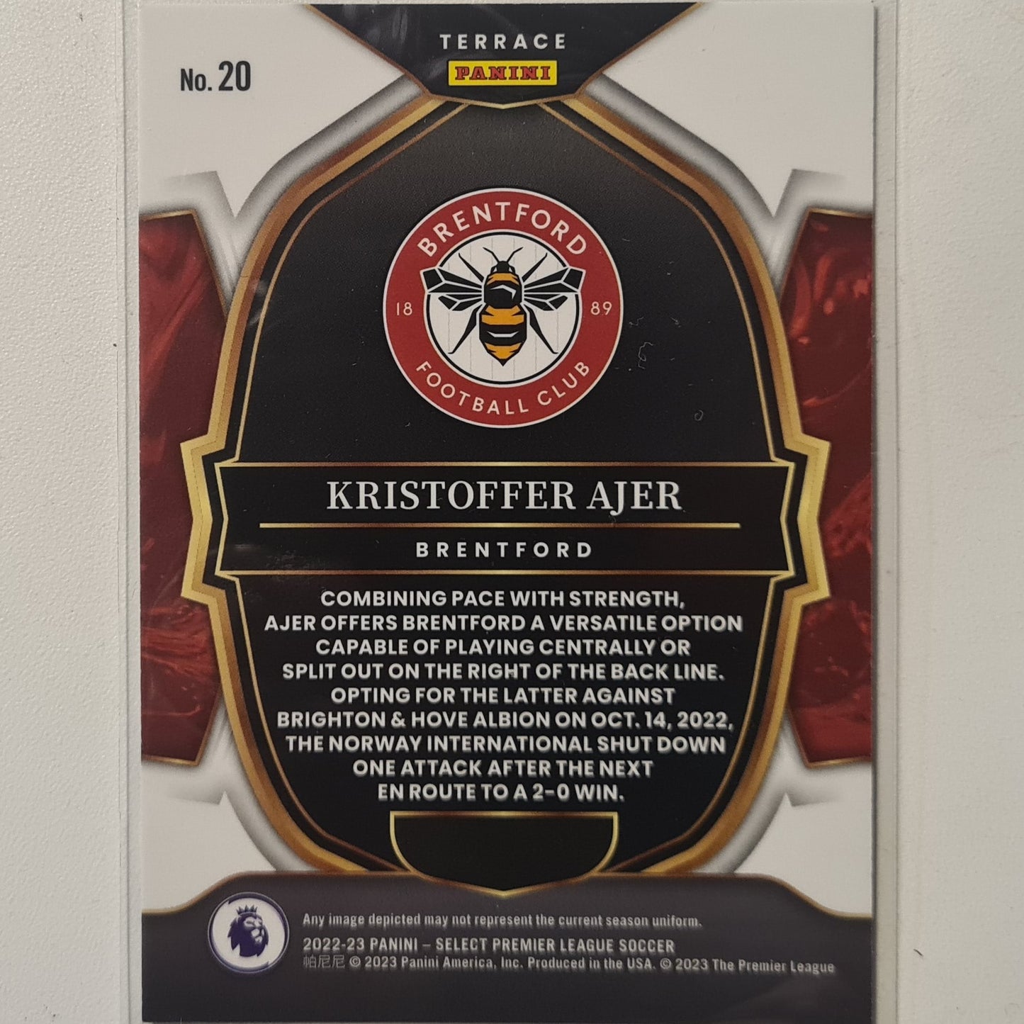 Kristoffer Ajer 2022-23 Panini Select Premier League soccer #20 Football Brentford ex-mint