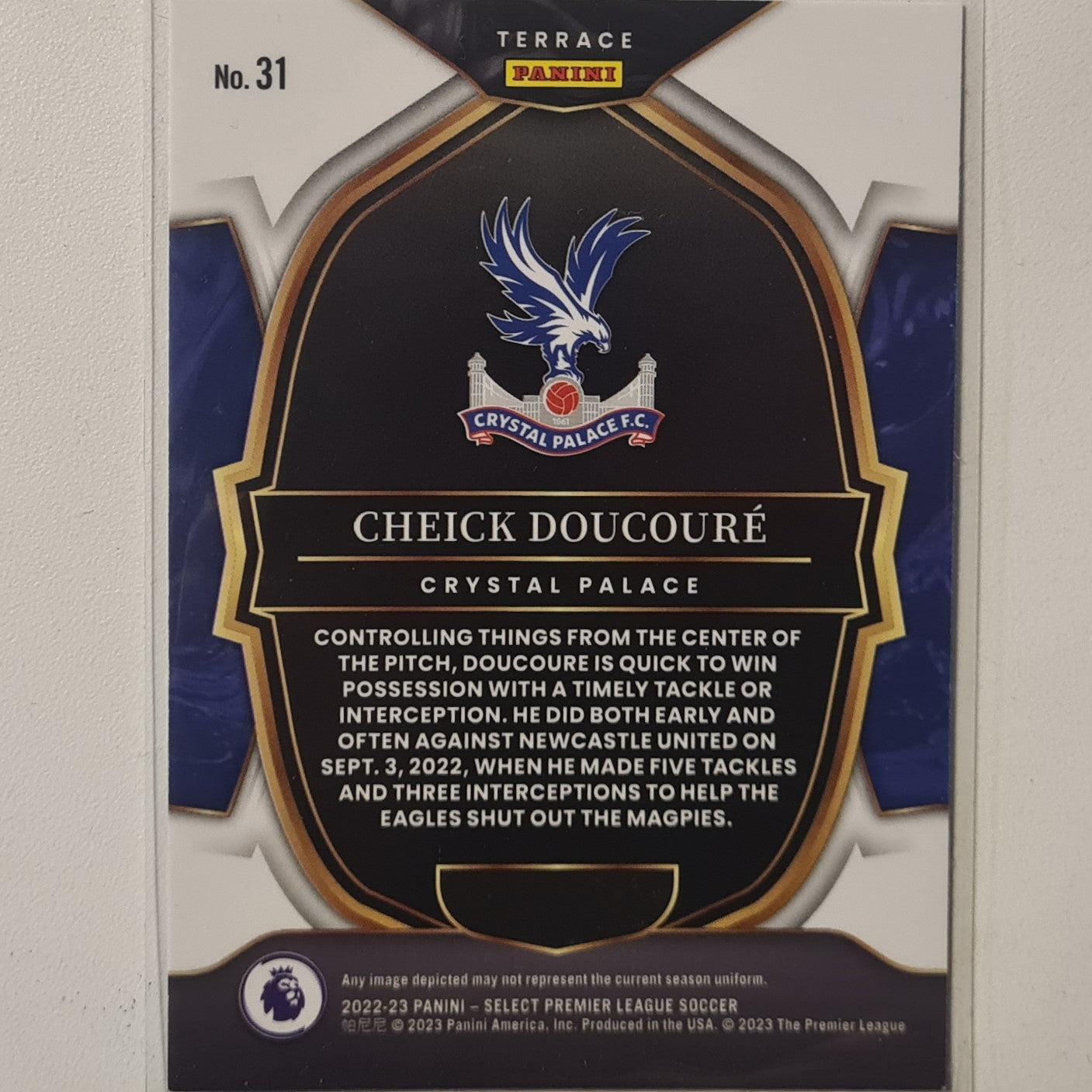 Cheick Doucoure 2022-23 Panini Select Premier League soccer Rookie RC #31 Football Crystal Palace ex-mint