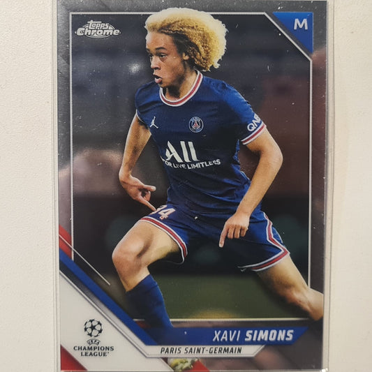 Xavi Simons 2022 Topps Chrome Champions League #182 Football Paris Saint Germain ex-mint