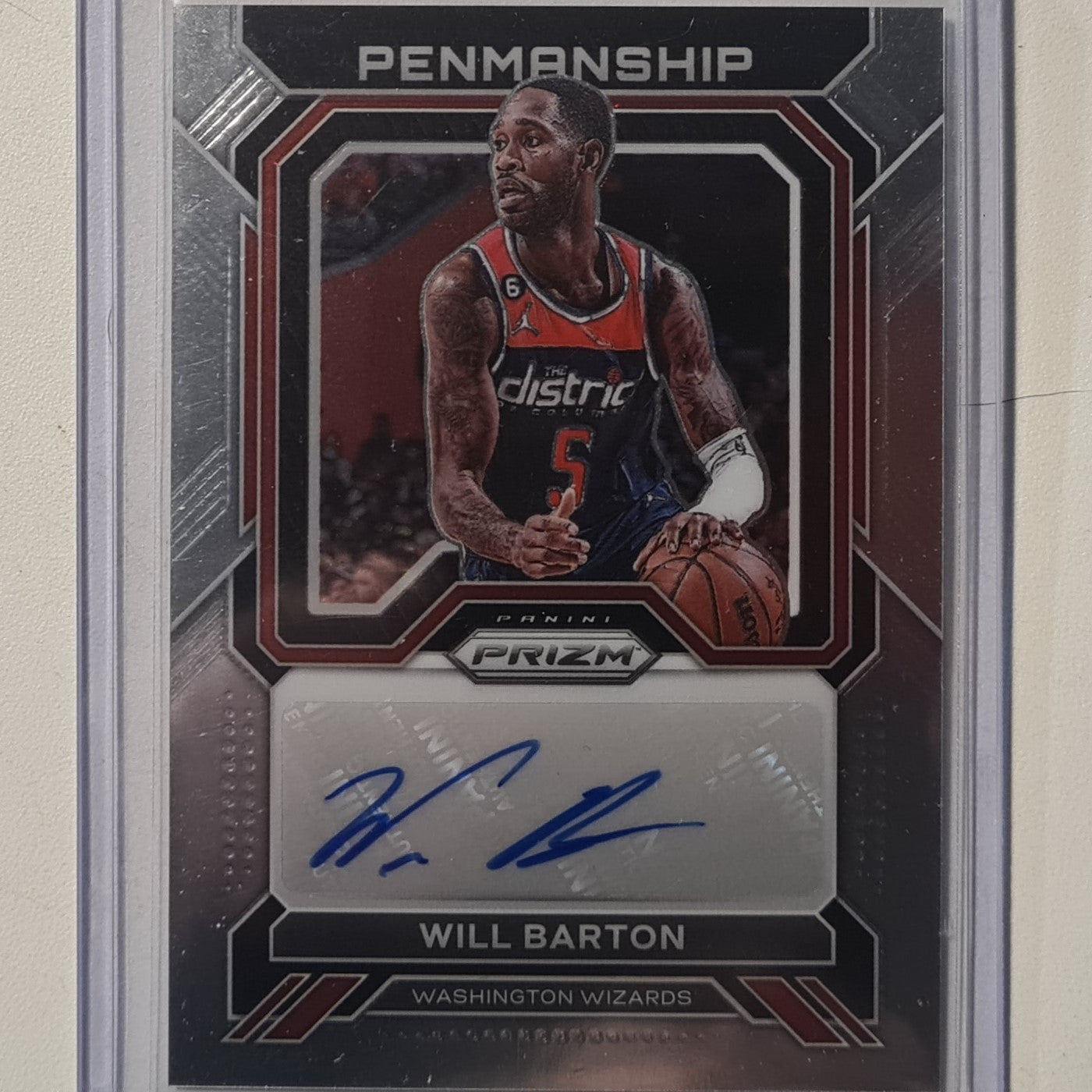 Will Barton 2022-23 Panini Prizm penmanship auto PNM-WBA NBA Basketball Washington Wizards ex-mint