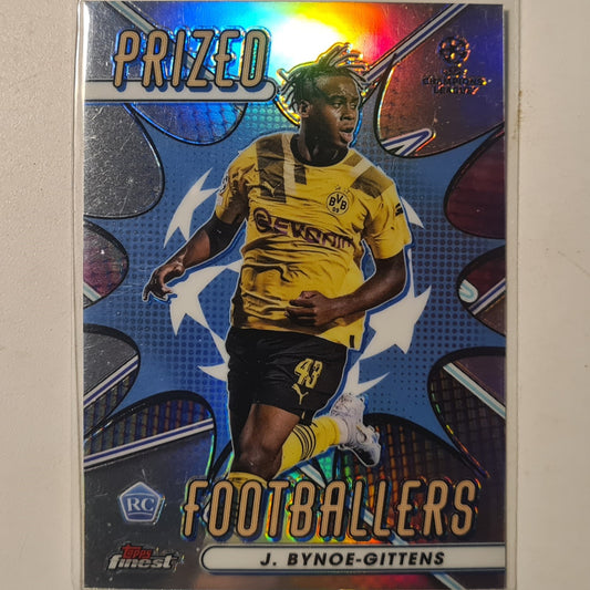 J Bynoe-Gittens 2023 Topps Finest champions league prized footballers prizm rookie RC PF-4 Borussia Dortmund mint