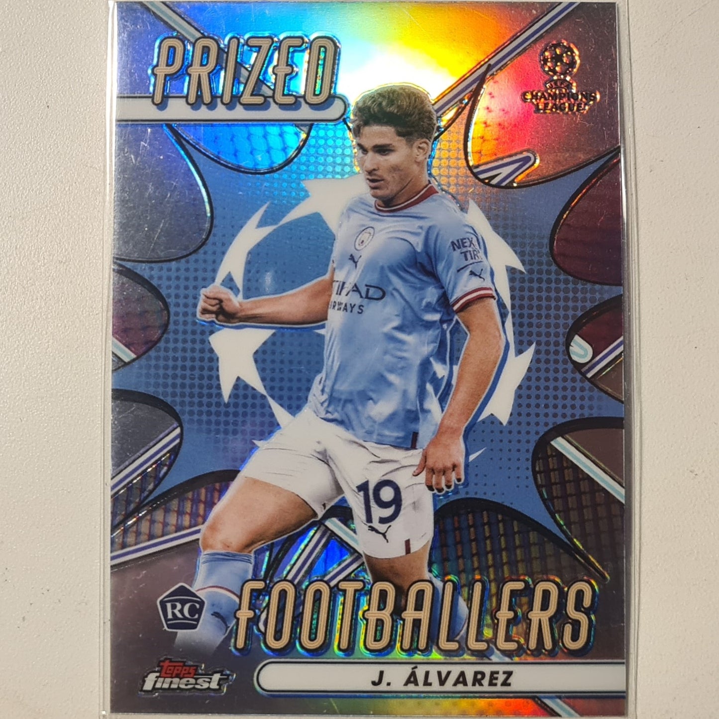 J Alvarez 2023 Topps Finest champions league prized footballers prizm rookie RC PF-16 Manchester City mint