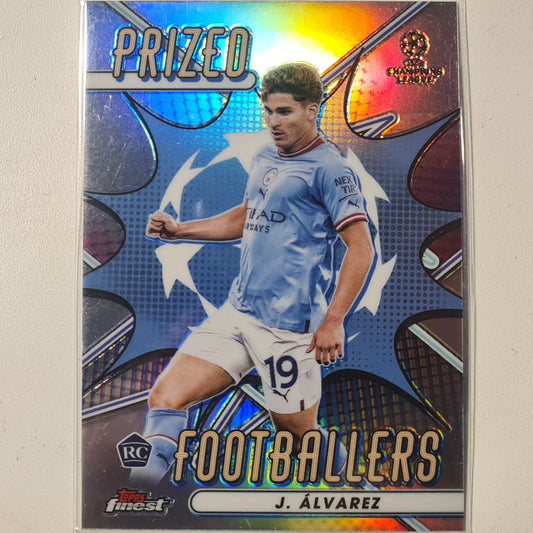 J Alvarez 2023 Topps Finest champions league prized footballers prizm rookie RC PF-16 Manchester City mint