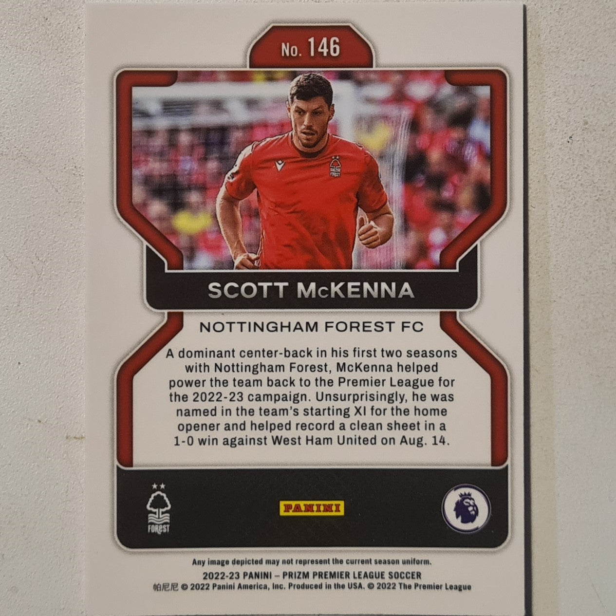 Scott McKenna 2022-23 Panini Prizm premier league soccer #146 football Nottingham Forest ex-mint  sleeved