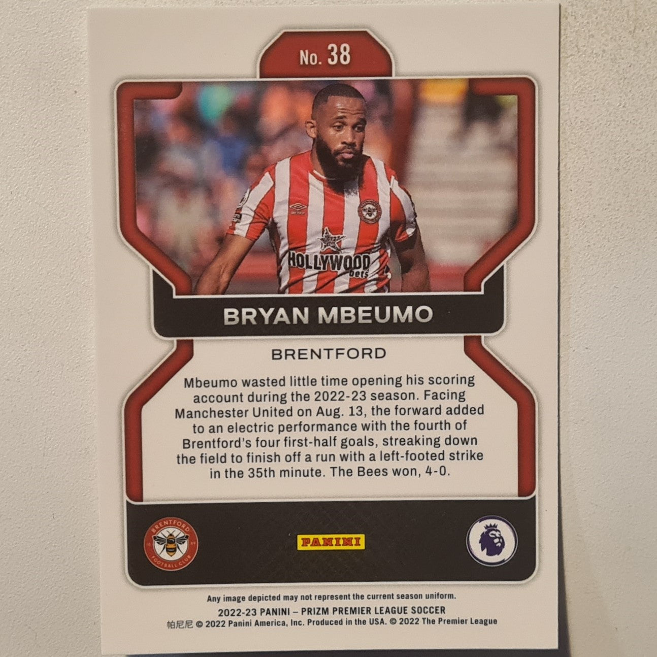 Bryan Mbeumo 2022-23 Panini Prizm premier league soccer #38 football Brentford ex-mint  sleeved