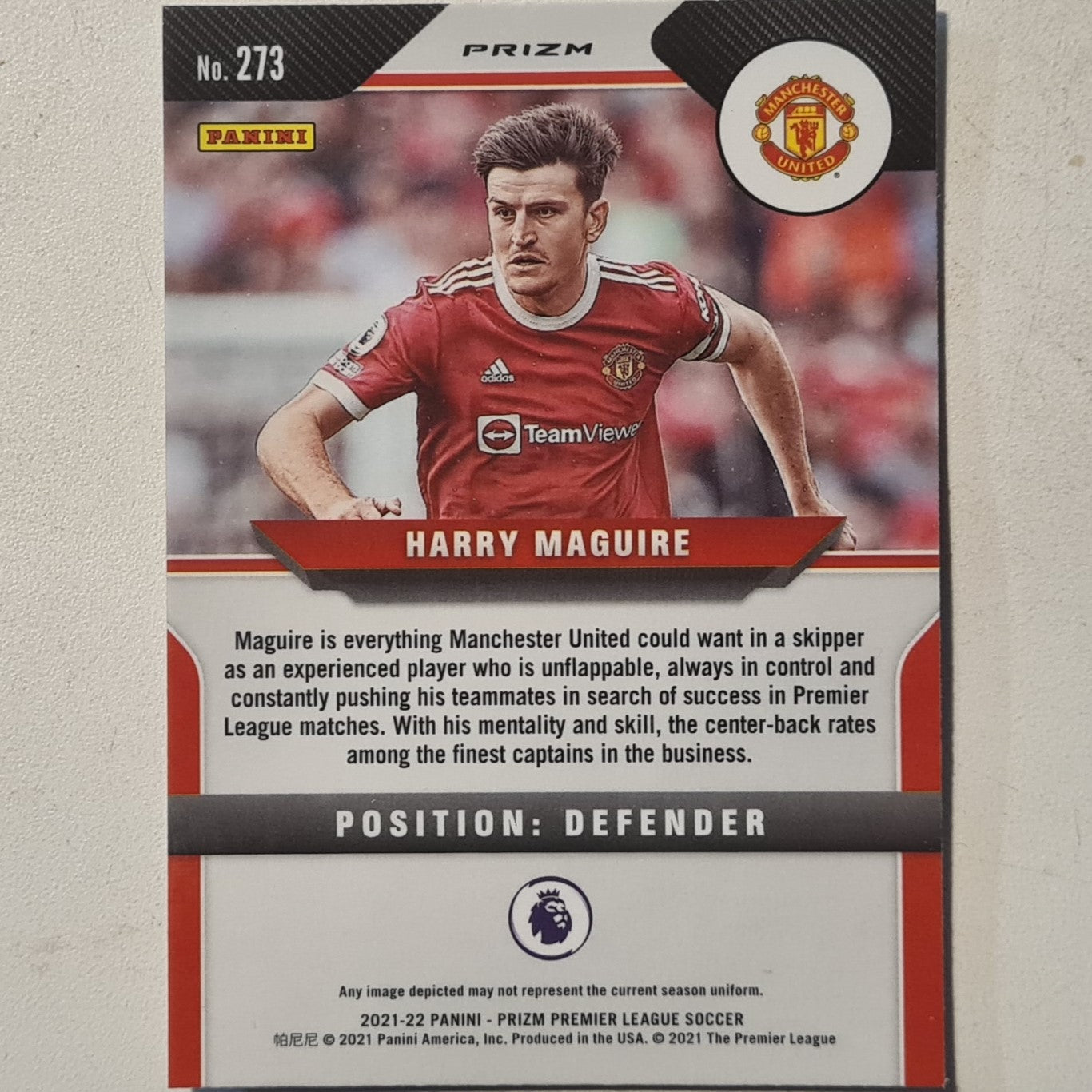 Harry Maguire 2022-23 Panini Prizm premier league soccer refractor #273 football Manchester United  ex-mint  sleeved