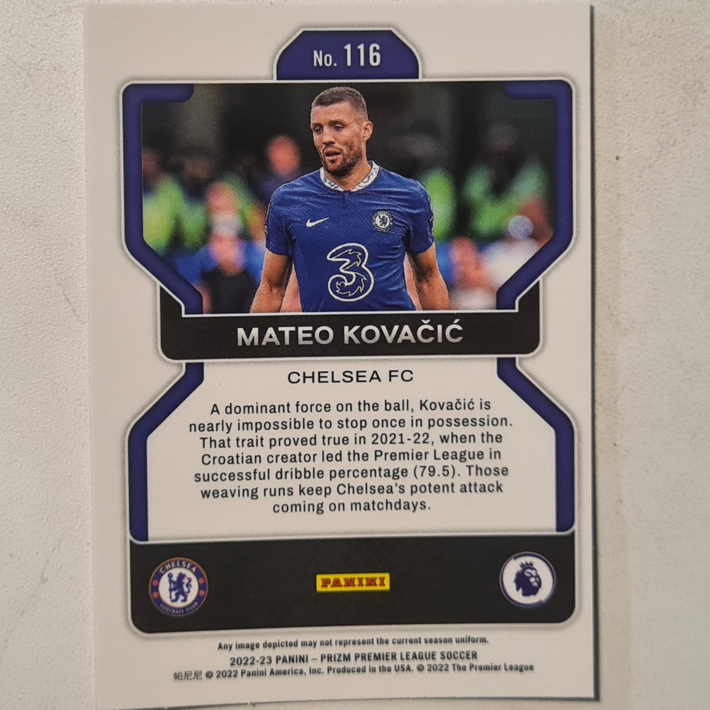 Mateo Kovacic 2022-23 Panini Prizm premier league soccer #116 football Chelsea ex-mint  sleeved