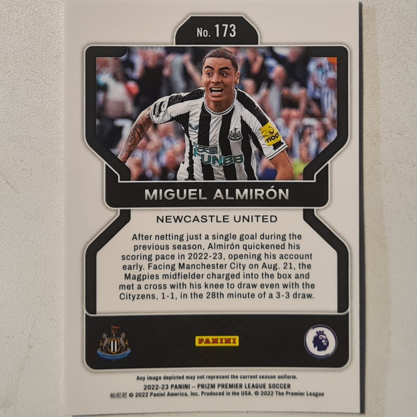 Miguel Almiron 2022-23 Panini Prizm premier league soccer #173 football Newcastle United ex-mint  sleeved