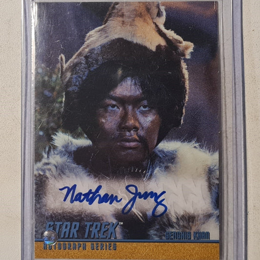 Star Trek Autograph Series 1999 Rittenhouse Nathan Jung as Genghis Khan Autograph A84 mint sleeved