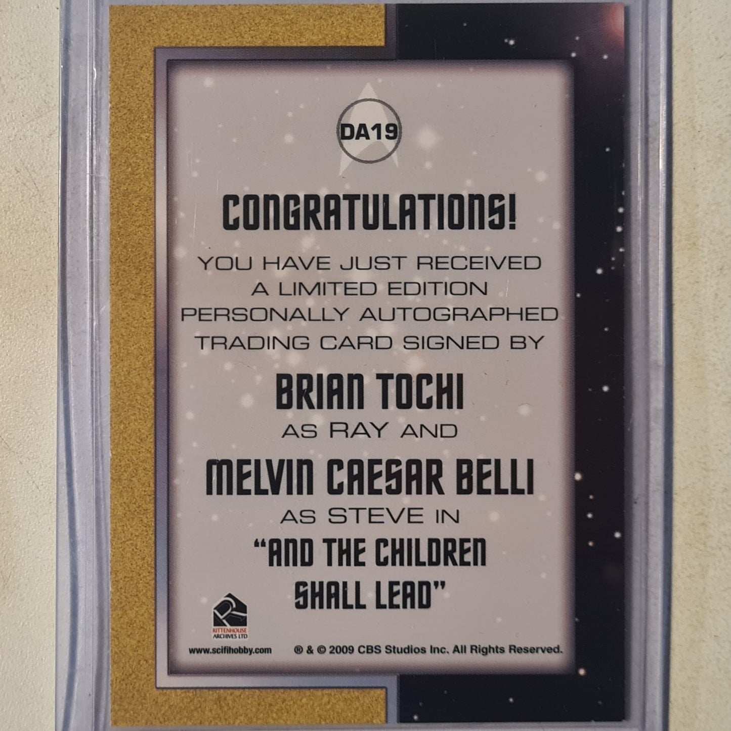 Star Trek Autograph Series 2009 Rittenhouse Brian Tochi Melvin Caesar Belli  Autograph DA19 mint sleeved