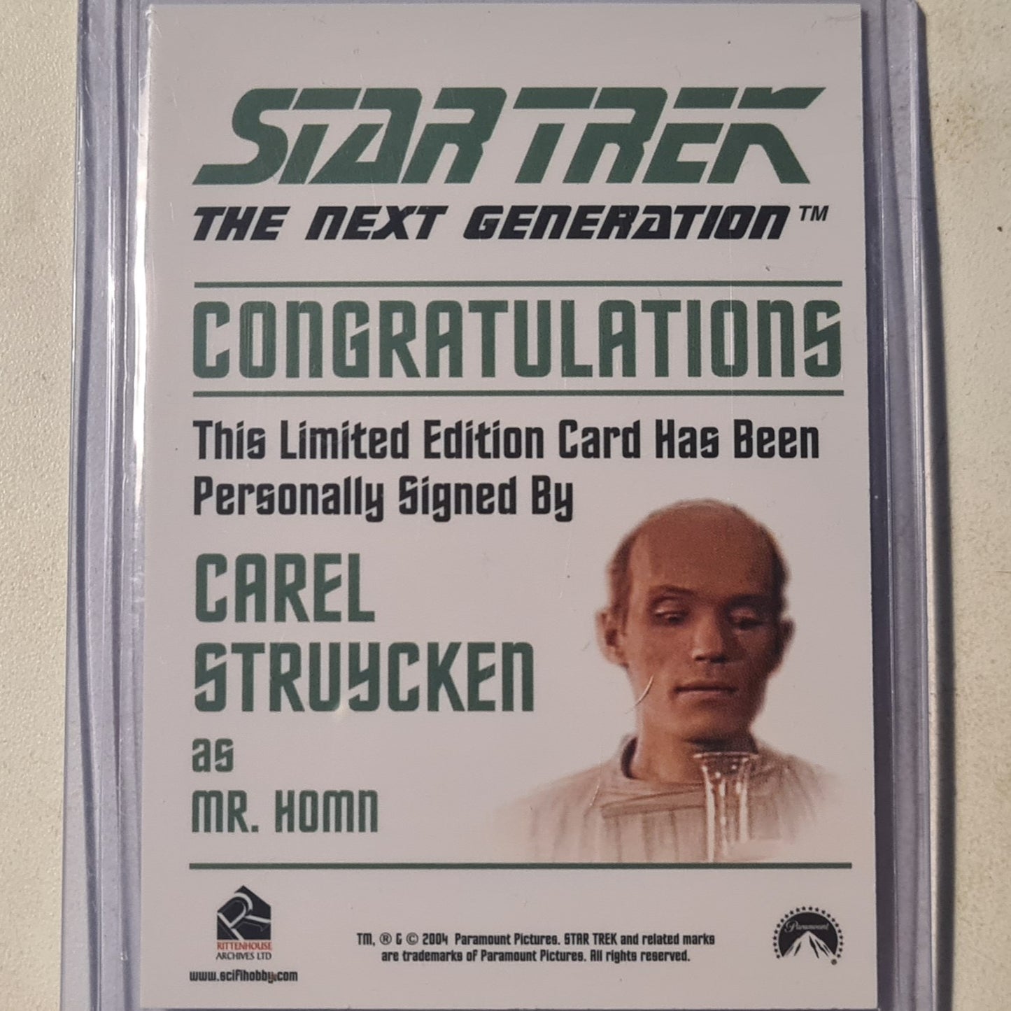 Star Trek The Next Generation 2004 Rittenhouse Carel Struycken Autograph mint sleeved