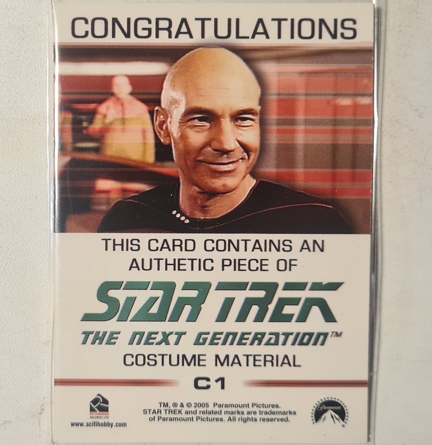 Star Trek The next generation 2005 Captain Jean-Luc Picard costume relic patch C1  Ex- mint sleeved