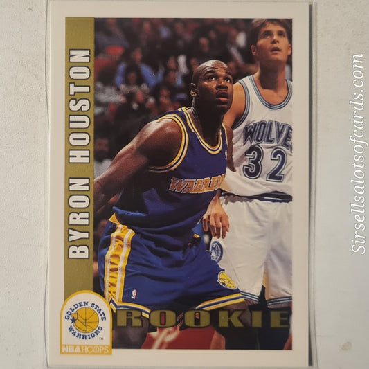 Byron Houston 1993 NBA Hoops Rookie RC #387 NBA Basketball Golden State Warriors  Ex- mint sleeved