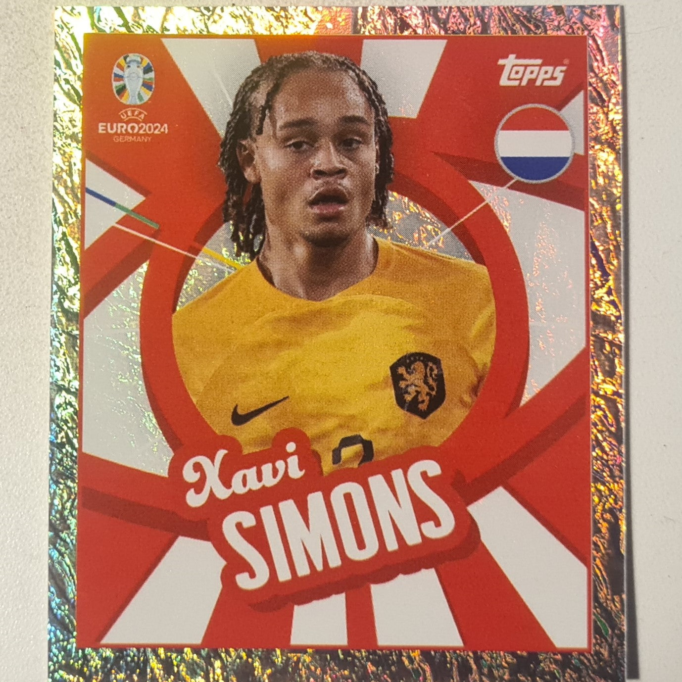 Xavi Simons Topps Euro 2004 foil sticker NED PTW  football Netherlands Football Ex-mint
