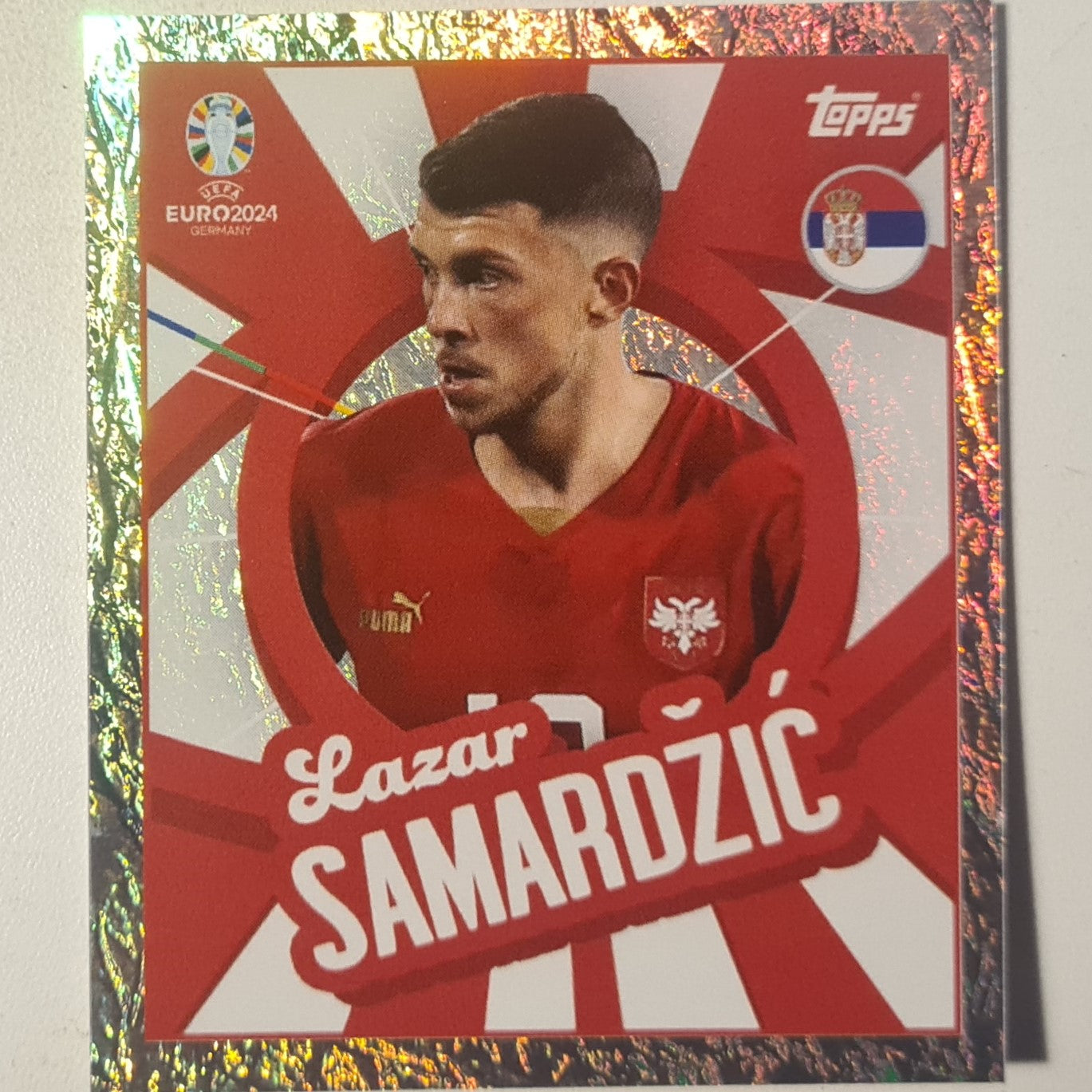 Lazar Samardzic Topps Euro 2004 foil sticker SRB PTW  football Serbia Football Ex-mint