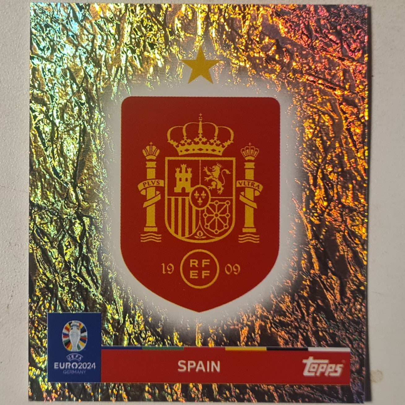 Espana country logo  Topps Euro 2004 foil sticker ESP 1 Soccer Football Spain Ex-mint