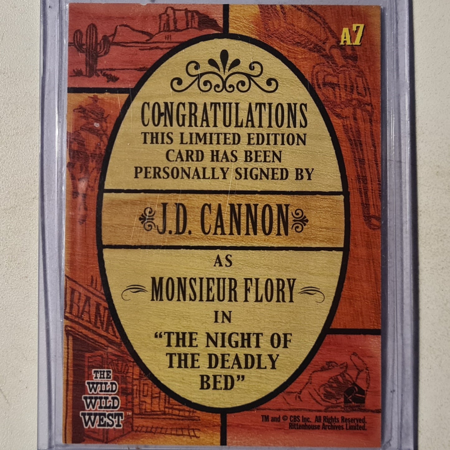 the Wild Wild West TV Show Fleer Skybox 1999 J.D. Cannon as Monsieur Flory Autograph A7 Excellent