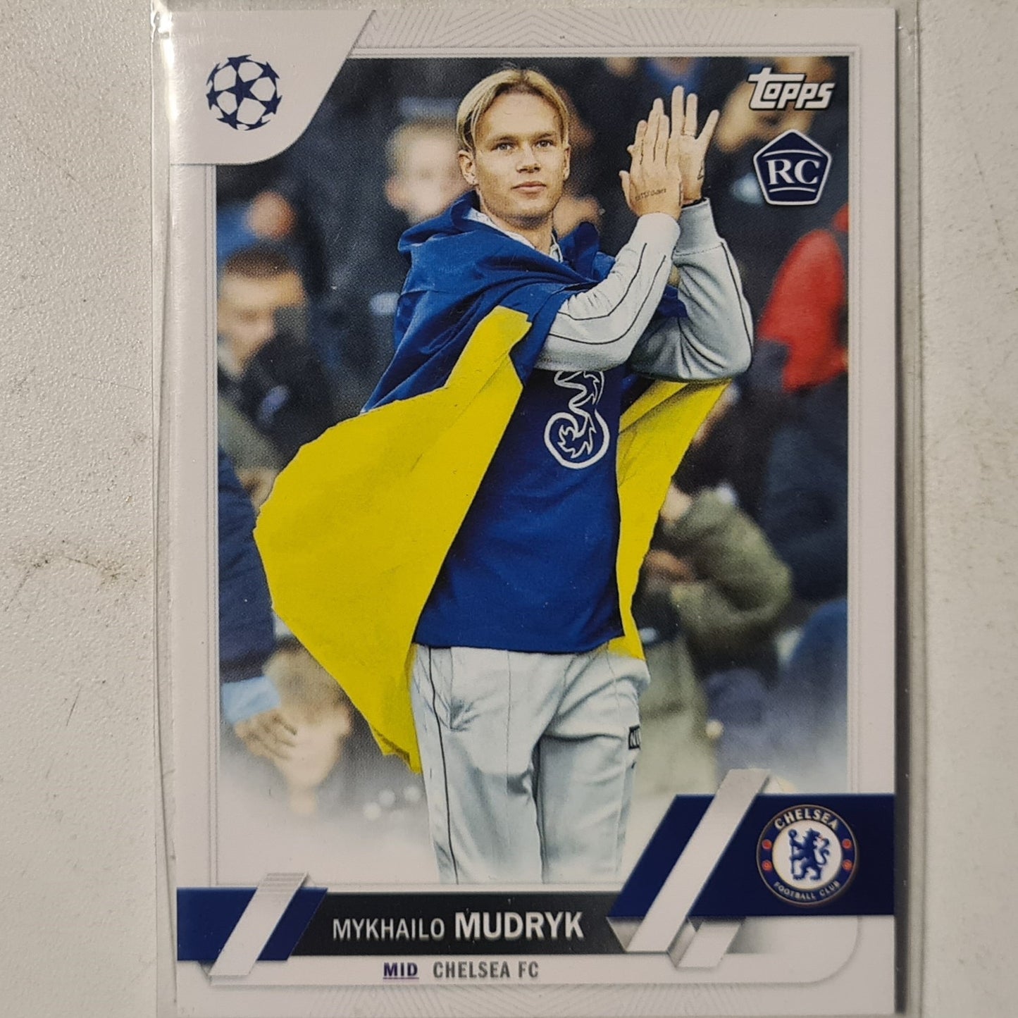 Mykhailo Mudryk Topps 2023 Champions League Rookie RC #52 Football Chelsea mint sleeved