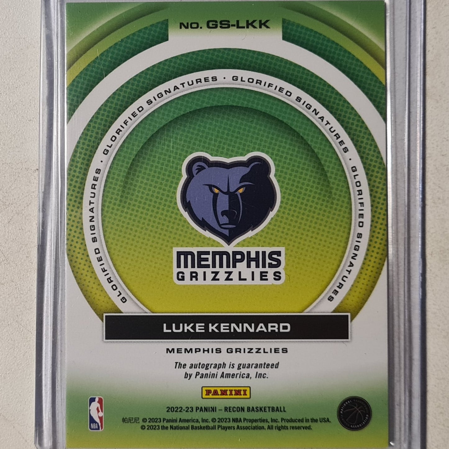 Luke Kennard 2022-23 Panini Recon glorified signatures auto GS-LKK NBA Basketball Memphis Grizzlies excellent sleeved
