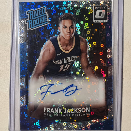 Frank Jackson 2017-18 Panini Donruss rated rookie rc fast break auto #170 NBA Basketball New Orleans Pelicans ex-Mint sleeved