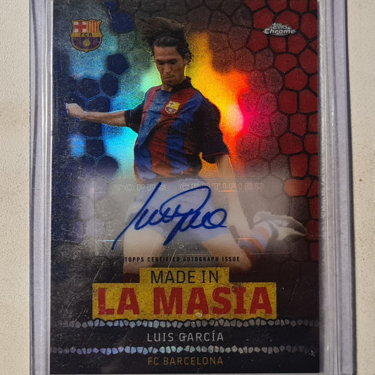 Luis Garcia Topps Chrome 2023 Barcelona set made in La Masia Auto signature LA-16 football Barcelona ex-Mint sleeved